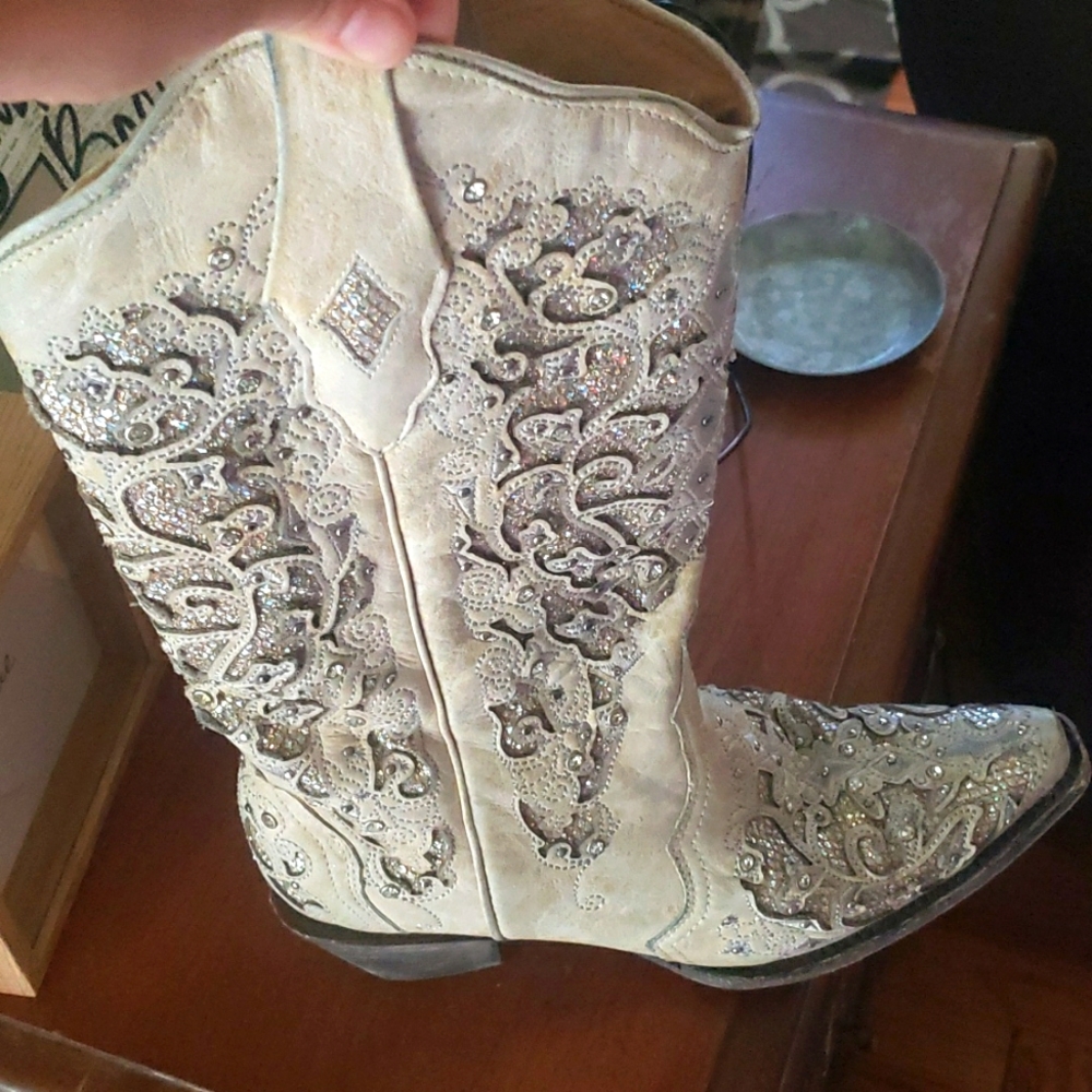 Corral white glitter boots